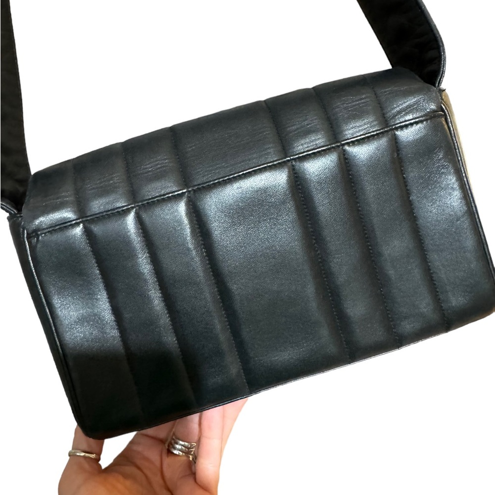 CHANEL Karl Lagerfeld Vertical Chevron Flap Bag CC Lambskin Shoulder Bag Black - Picture 12 of 16